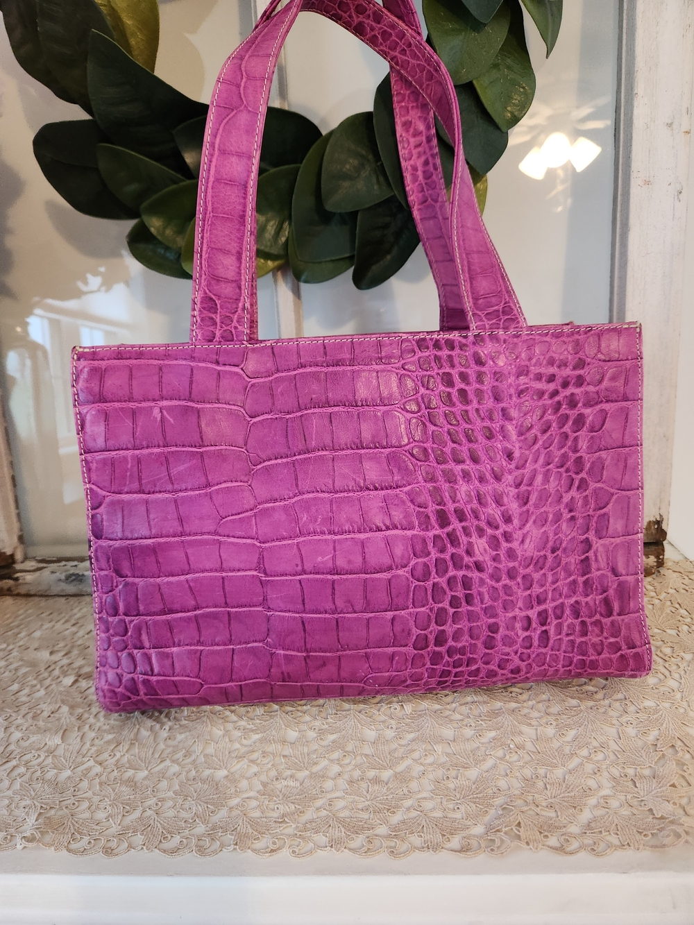 Dooney & Bourke Pink Croc-Embossed Tote Bag - Picture 7 of 12